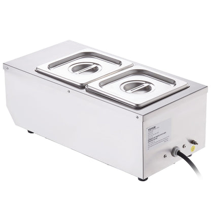 Chocolate Tempering Machine, 2 Tanks Chocolate Melting Pot with TEMP Control, 800W Stainless Steel Electric Commercial Food Warmer For Chocolate/Milk/Cream Melting and Heating