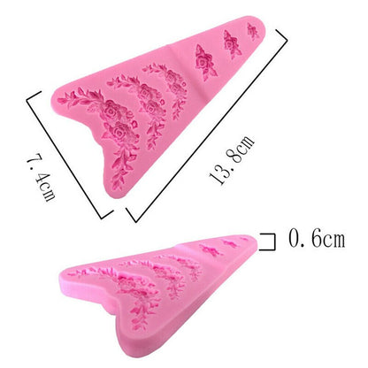 Rose Flower Garland Silicone Mold Cake Border Jewelry Wedding Fondant Decorating Mould Baking Tools Chocolate Decor