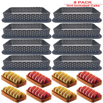 8PCS Tart Ring Mold Cake tools DIY Tartlet Circle Round Shape Dessert Bakeware Decorating Tool Perforated Mousse Circle