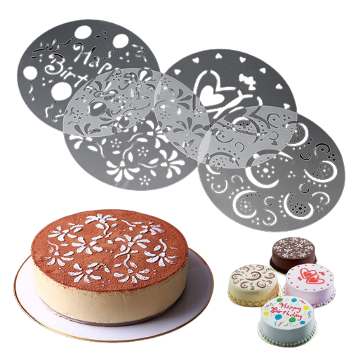 4 Pcs Plastic Cake Stencils