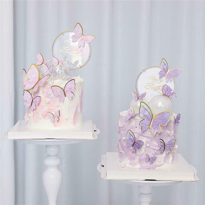 10Pcs Butterfly Cake Toppers Flags DIY Cupcake Topper Kids Girl Happy Birthday Wedding Party Baby Shower Baking Decoration