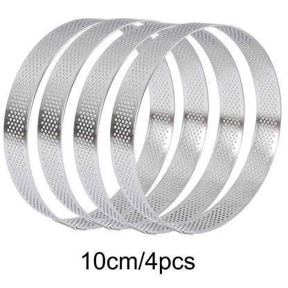 Stainless Steel Tart Mold Ring Tartlet Cake Mousse Molds Cookies Pastry Circle Cutter Pie Perforated Heat-Resistant baking tools