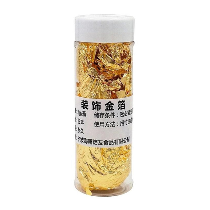 1PCS Food Grade Genuine Gold Leaf Schabin Flakes 2g 24K Gold Decorative Dishes Chef Art Cake Decorating Tools