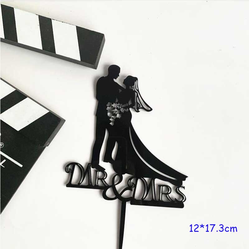 Wedding Cake Topper Acrylic Bride to be Cake Decorations Mariage Anniversary Birthday Party Baking Dessert Cake Top Flag Cupcake