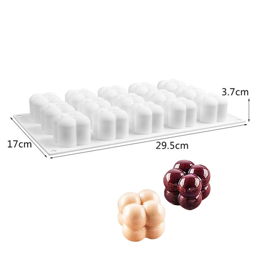 6/15 Cavities 3D Cube Baking Cake Mold Silicone Square Bubble Dessert Molds Cake Tray Kitchen Bakeware Candle Plaster Mould