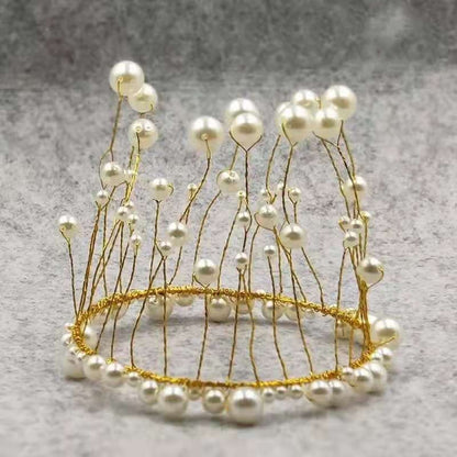 Metal Pearl Princess Crown Cake Topper