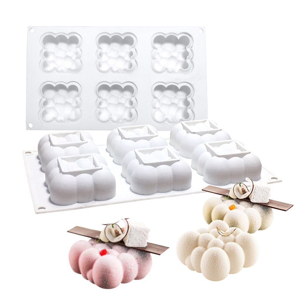 6/15 Cavities 3D Cube Baking Cake Mold Silicone Square Bubble Dessert Molds Cake Tray Kitchen Bakeware Candle Plaster Mould