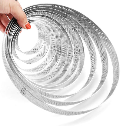 Stainless Steel Tart Mold Ring Tartlet Cake Mousse Molds Cookies Pastry Circle Cutter Pie Perforated Heat-Resistant baking tools