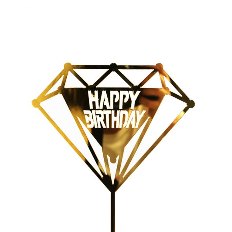 Hot Sales Gold Silver Black Acrylic Hand Writing Happy Birthday Cake Topper Dessert Decoration For Birthday Party Lovely Gifts