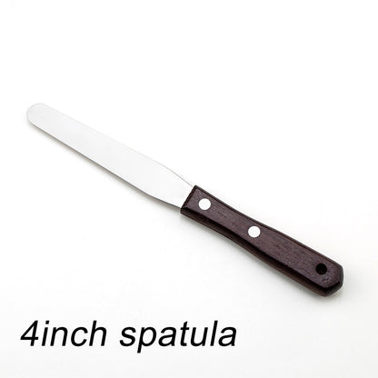 4 6 8 10 inch Spatula Cake Decorating Tools Stainless Steel With Wood Handle Cream Knife Spatula for Cake Smoother Icing