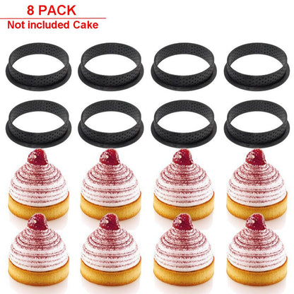 8PCS Tart Ring Mold Cake tools DIY Tartlet Circle Round Shape Dessert Bakeware Decorating Tool Perforated Mousse Circle