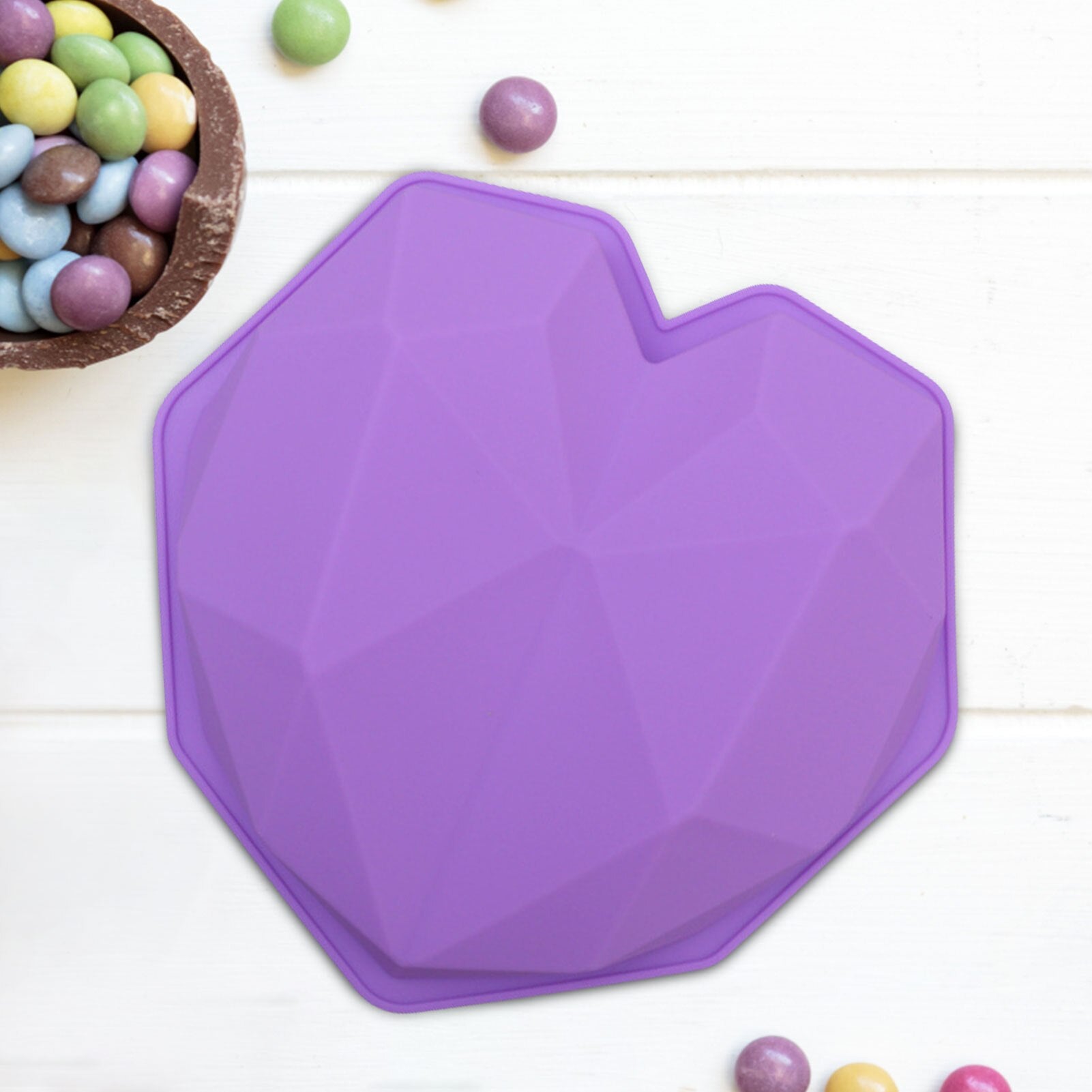 3D Diamond Love Heart Food Grade Mold Shaped Silicone With Dessert Decorating Cakes Mould For Birthday Fondant Chocolate Baking