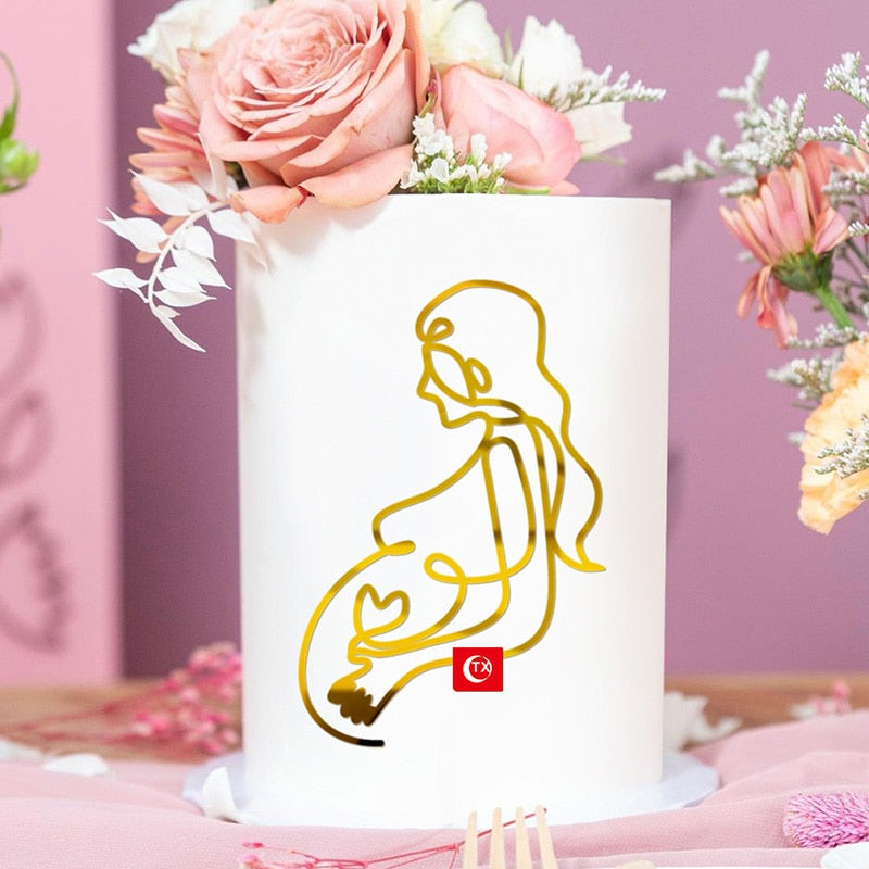 Acrylic Gold Lady Birthday Cake Topper