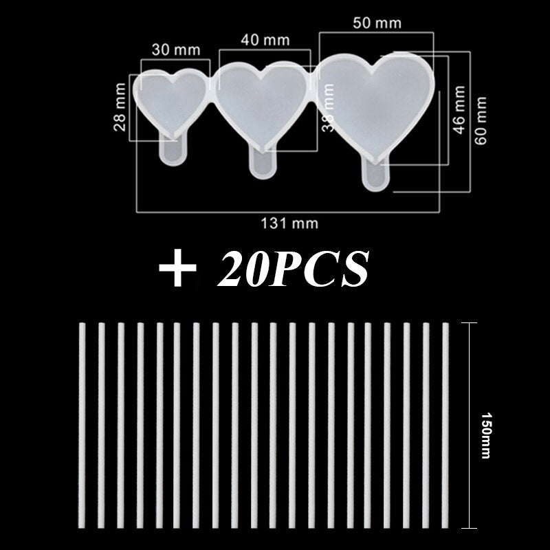 Round Love Star Epoxy Mold DIY Chocolate Coral Cheese Lollipop Silicone Mold Cake Decoration Accessories Baking Accessories