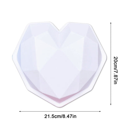 3D Diamond Love Heart Food Grade Mold Shaped Silicone With Dessert Decorating Cakes Mould For Birthday Fondant Chocolate Baking