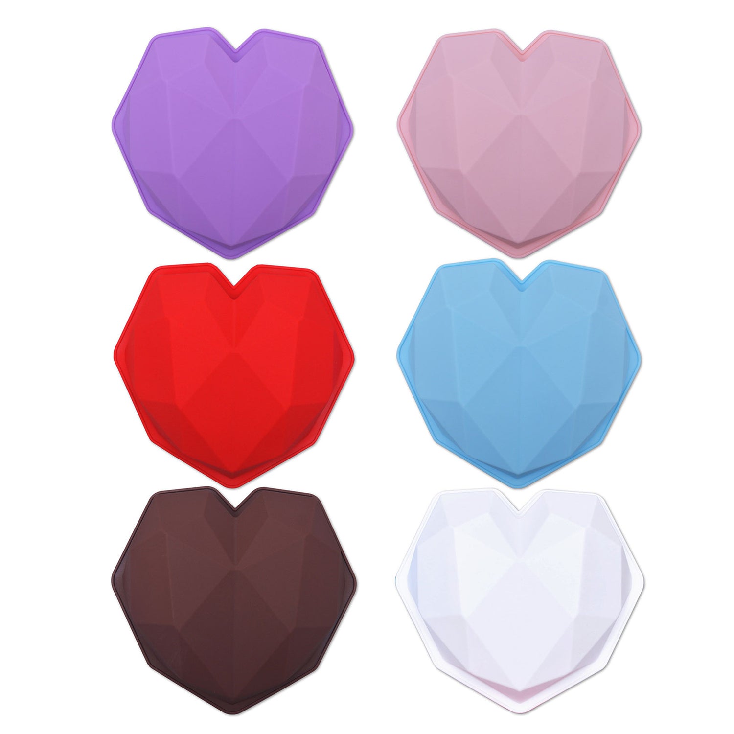 3D Diamond Love Heart Food Grade Mold Shaped Silicone With Dessert Decorating Cakes Mould For Birthday Fondant Chocolate Baking