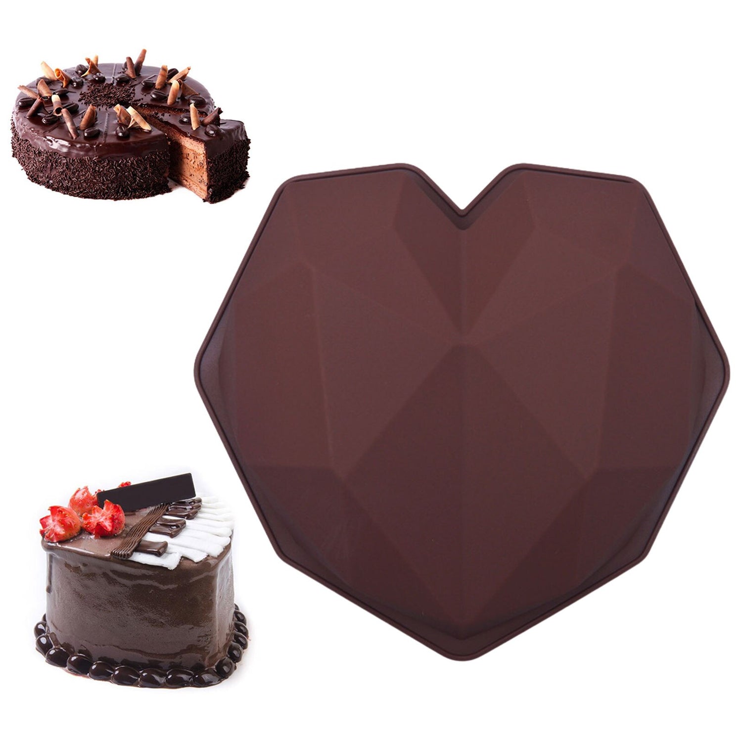 3D Diamond Love Heart Food Grade Mold Shaped Silicone With Dessert Decorating Cakes Mould For Birthday Fondant Chocolate Baking