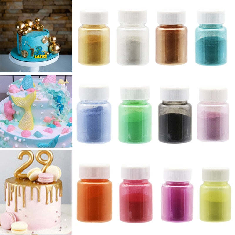 15g Edible Gold Powder Mousse Cake Fondant Macaron Chocolate Glitter Powder Silver Powder Baking Cake Color Decorating Tools