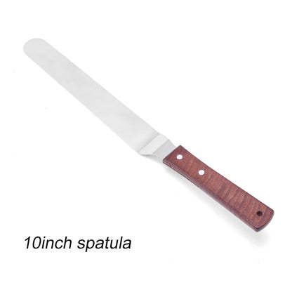 4 6 8 10 inch Spatula Cake Decorating Tools Stainless Steel With Wood Handle Cream Knife Spatula for Cake Smoother Icing